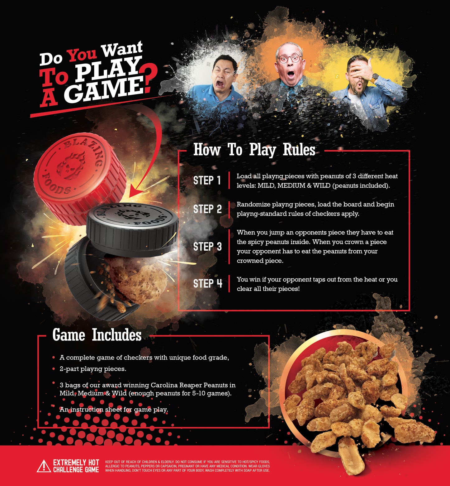 Grim Reaper Challenge - Checkers Board Game with World's Hottest Carolina Reaper Peanuts