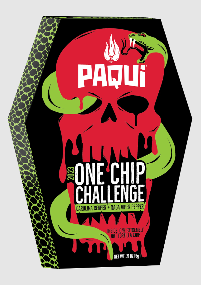Paqui One Chip Challenge 2023 - World's Hottest Carolina Reaper Tortilla Chip