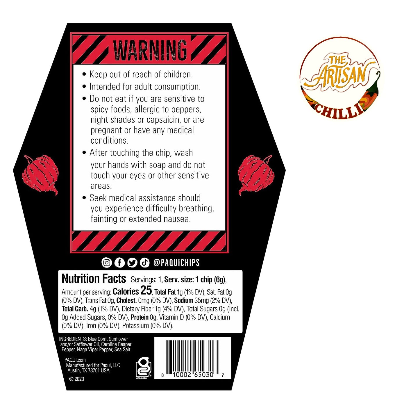 Paqui One Chip Challenge 2023 - World's Hottest Carolina Reaper Tortilla Chip