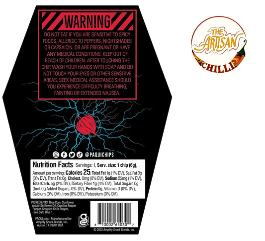 Paqui One Chip Challenge 2022 - World's Hottest Carolina Reaper Tortilla Chip